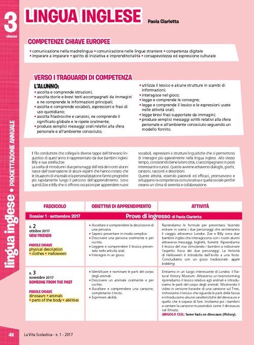 Progettazione annuale: Lingua Inglese, classe 3 (Pdf) | Giunti Scuola