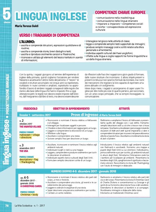 Progettazione annuale: Lingua Inglese, classe 5 (Pdf) | Giunti Scuola Progettazione annuale: Lingua Inglese, classe 5 (Pdf) | Giunti Scuola