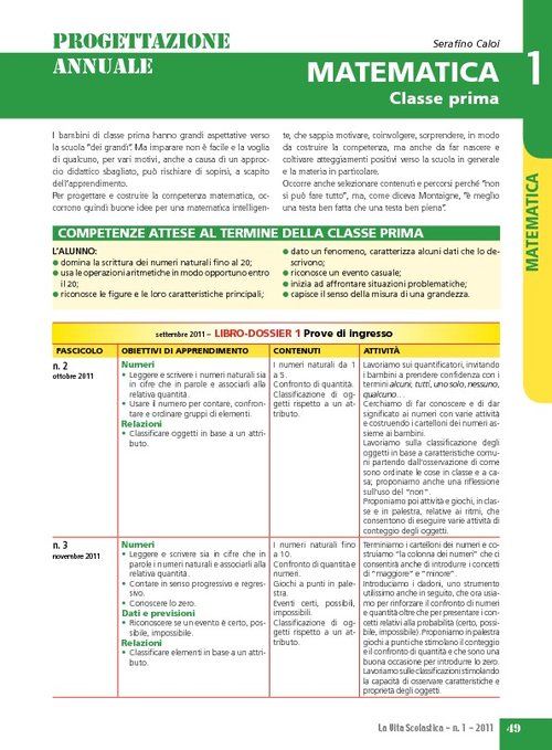 Progettazione annuale: Matematica, classe 1 | Giunti Scuola Progettazione annuale: Matematica, classe 1 | Giunti Scuola