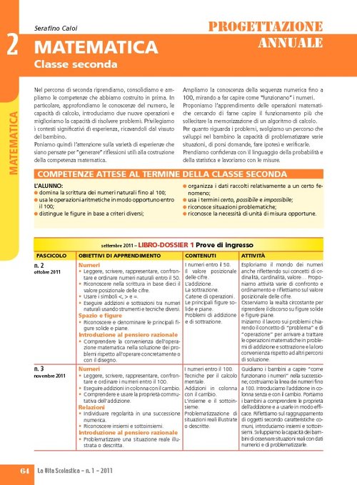 Progettazione annuale: Matematica, classe 2 | Giunti Scuola Progettazione annuale: Matematica, classe 2 | Giunti Scuola