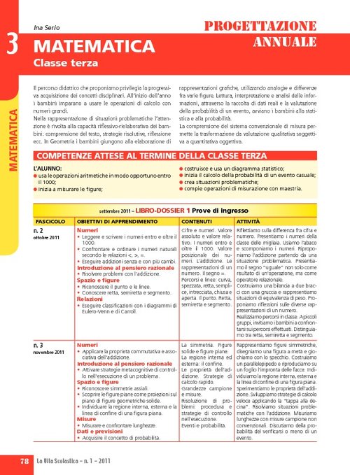 Progettazione annuale: Matematica, classe 3 | Giunti Scuola Progettazione annuale: Matematica, classe 3 | Giunti Scuola