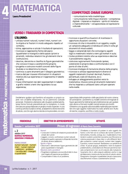 Progettazione annuale: Matematica, classe 4 (Pdf) | Giunti Scuola Progettazione annuale: Matematica, classe 4 (Pdf) | Giunti Scuola