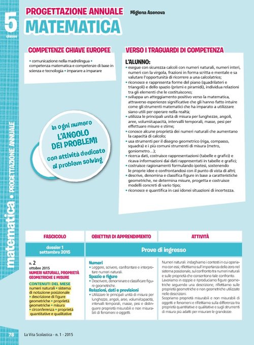 Progettazione annuale: Matematica, classe 5 (Pdf) | Giunti Scuola Progettazione annuale: Matematica, classe 5 (Pdf) | Giunti Scuola