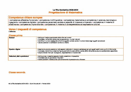 Progettazione annuale: Matematica (Doc) | Giunti Scuola Progettazione annuale: Matematica (Doc) | Giunti Scuola