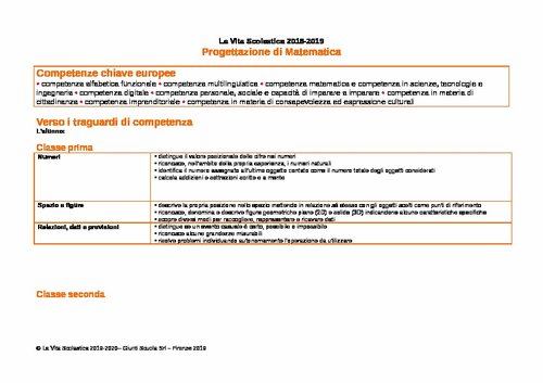 Progettazione annuale: Matematica (docx) 2019-2020 | Giunti Scuola Progettazione annuale: Matematica (docx) 2019-2020 | Giunti Scuola