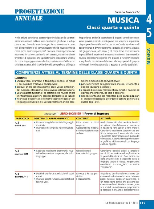 Progettazione annuale: Musica, classi 4-5 | Giunti Scuola Progettazione annuale: Musica, classi 4-5 | Giunti Scuola