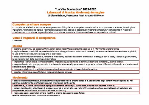 Progettazione annuale: Musica Movimento Immagine (docx) 2019-2020 | Giunti Scuola Progettazione annuale: Musica Movimento Immagine (docx) 2019-2020 | Giunti Scuola