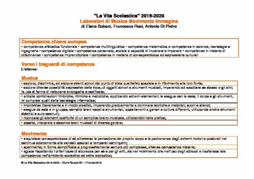 Progettazione annuale: Musica Movimento Immagine (pdf) 2019-2020 | Giunti Scuola