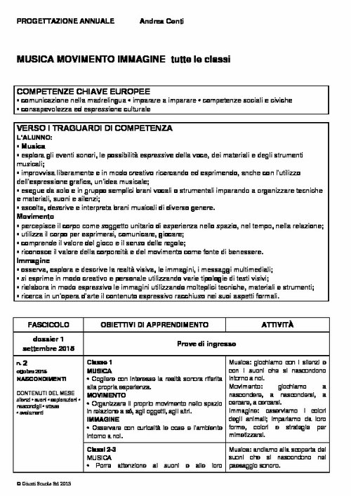 Progettazione annuale: Musica Movimento Immagine, tutte le classi (Word) | Giunti Scuola Progettazione annuale: Musica Movimento Immagine, tutte le classi (Word) | Giunti Scuola