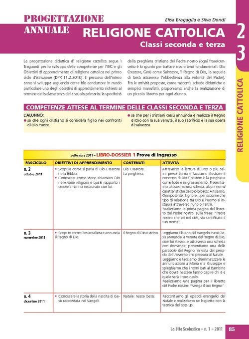 Progettazione annuale: Religione cattolica, classi 2-3 | Giunti Scuola Progettazione annuale: Religione cattolica, classi 2-3 | Giunti Scuola