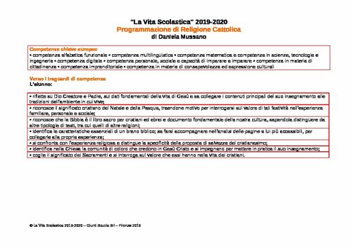 Progettazione annuale: Religione cattolica (docx) 2019-2020 | Giunti Scuola Progettazione annuale: Religione cattolica (docx) 2019-2020 | Giunti Scuola