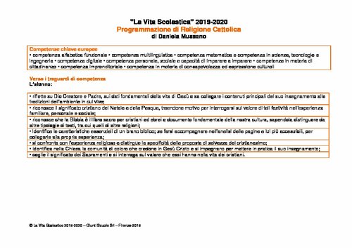Progettazione annuale: Religione cattolica (pdf) 2019-2020 | Giunti Scuola Progettazione annuale: Religione cattolica (pdf) 2019-2020 | Giunti Scuola