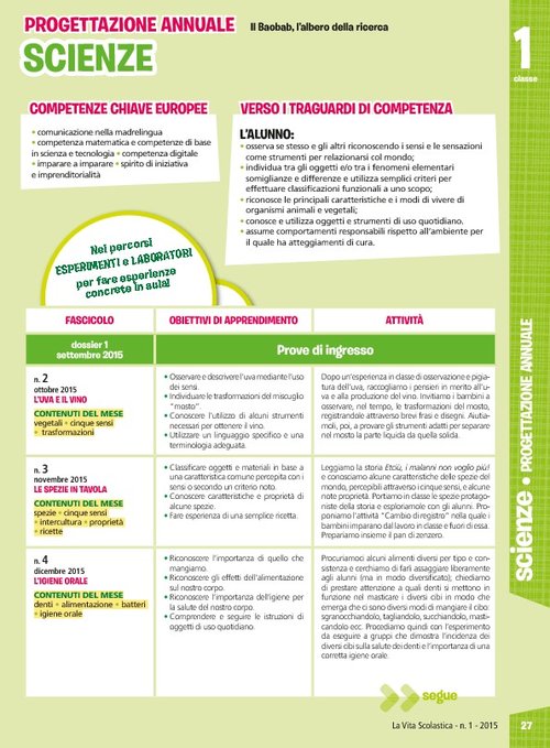 Progettazione annuale: Scienze, classe 1 (Pdf) | Giunti Scuola Progettazione annuale: Scienze, classe 1 (Pdf) | Giunti Scuola