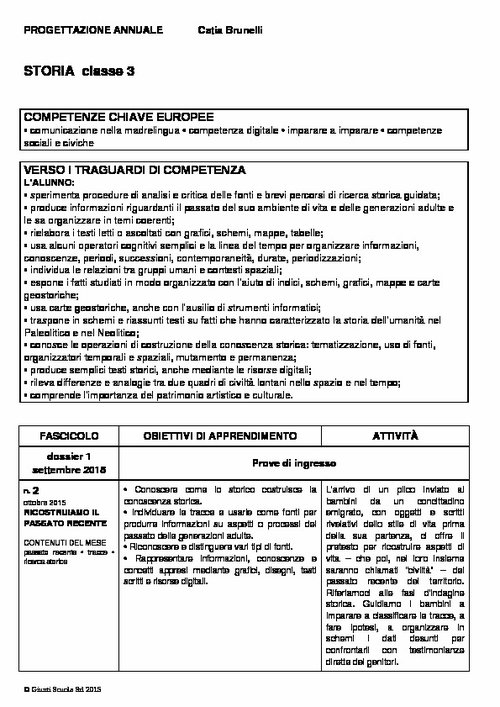 Progettazione annuale: Storia, classe 3 (Word) | Giunti Scuola Progettazione annuale: Storia, classe 3 (Word) | Giunti Scuola