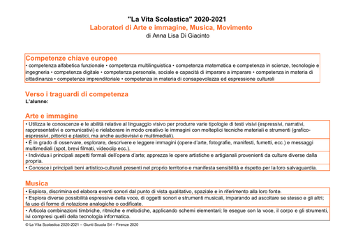 Progettazione didattica di Arte e immagine, Musica, Movimento (2020-2021) - PDF | Giunti Scuola Progettazione didattica di Arte e immagine, Musica, Movimento (2020-2021) - PDF | Giunti Scuola