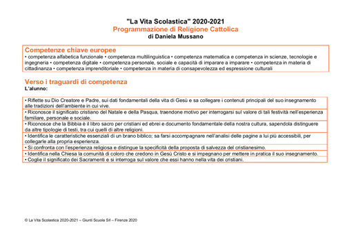 Progettazione didattica di religione (2020-2021) - PDF | Giunti Scuola Progettazione didattica di religione (2020-2021) - PDF | Giunti Scuola