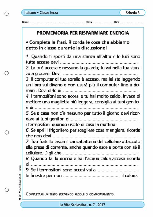 Promemoria per risparmiare energia | Giunti Scuola Promemoria per risparmiare energia | Giunti Scuola