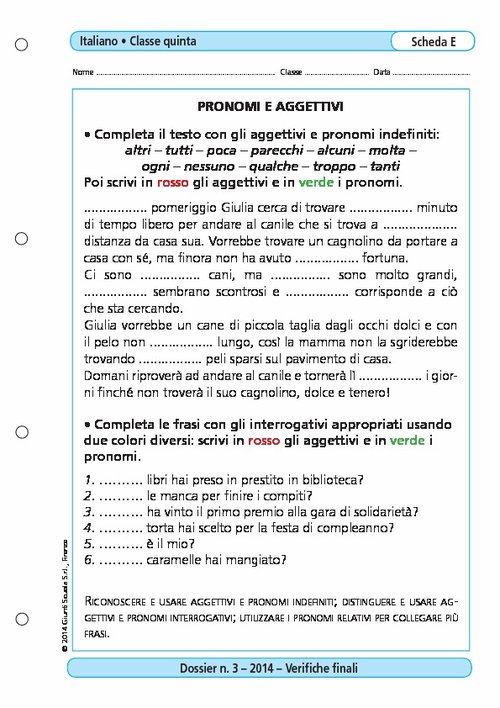 Pronomi e aggettivi | Giunti Scuola Pronomi e aggettivi | Giunti Scuola