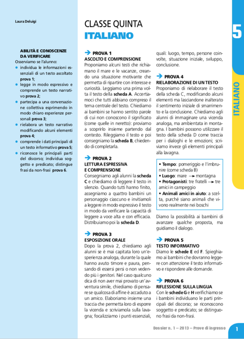Prove di ingresso 2020-2021 - classe 5 | Giunti Scuola Prove di ingresso 2020-2021 - classe 5 | Giunti Scuola