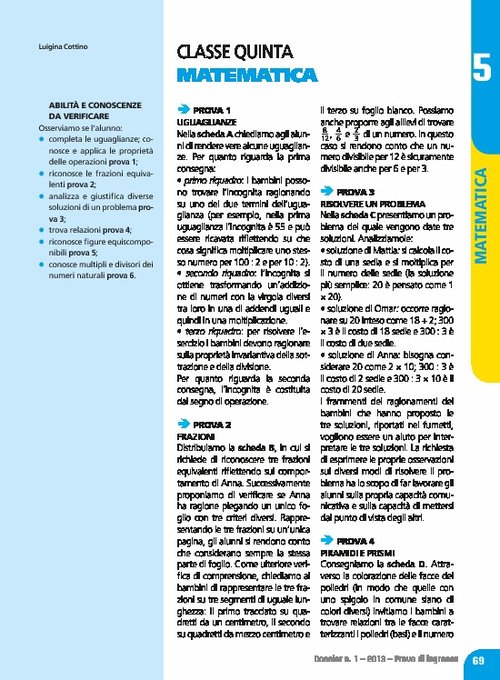 Prove di ingresso: Matematica, classe 5 | Giunti Scuola Prove di ingresso: Matematica, classe 5 | Giunti Scuola