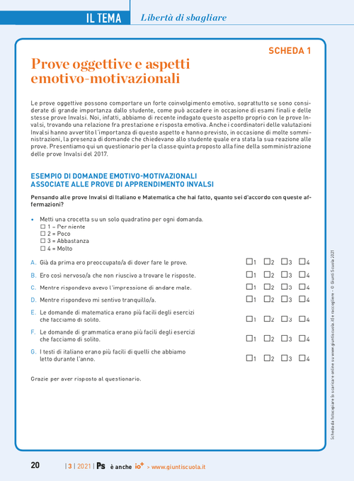 Prove oggettive e aspetti emotivo-motivazionali | Giunti Scuola Prove oggettive e aspetti emotivo-motivazionali | Giunti Scuola