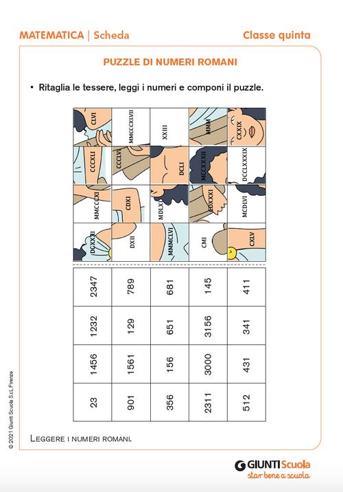 Puzzle di numeri romani | Giunti Scuola Puzzle di numeri romani | Giunti Scuola