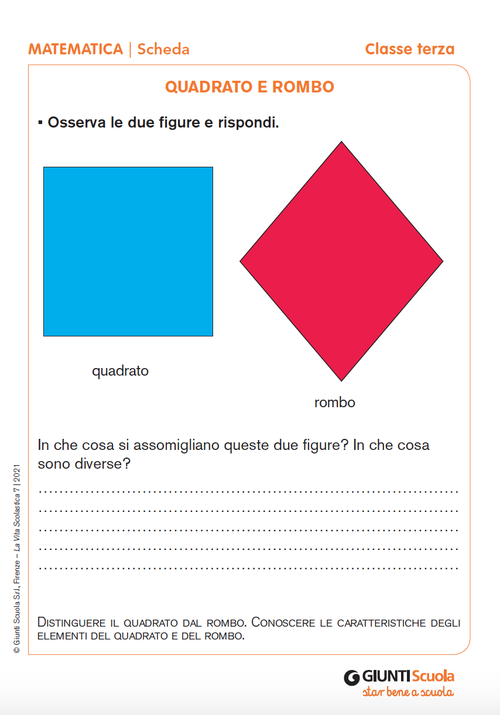 Quadrato e rombo | Giunti Scuola Quadrato e rombo | Giunti Scuola