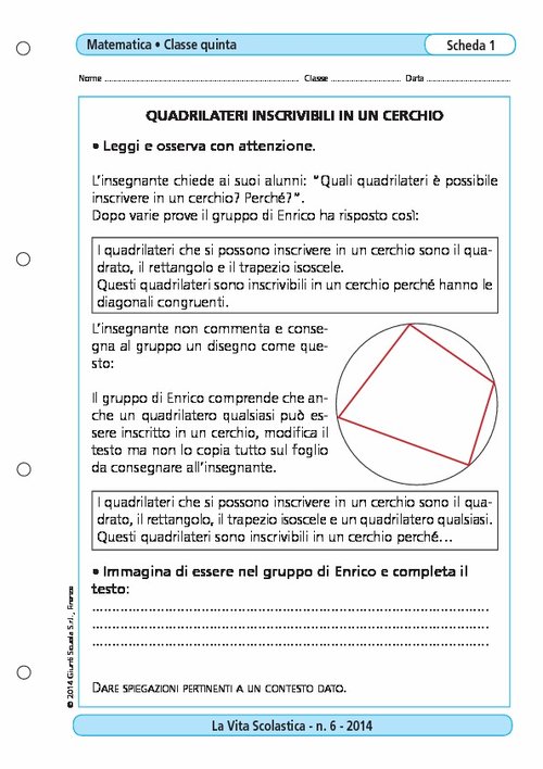 Quadrilateri inscrivibili in un cerchio | Giunti Scuola Quadrilateri inscrivibili in un cerchio | Giunti Scuola