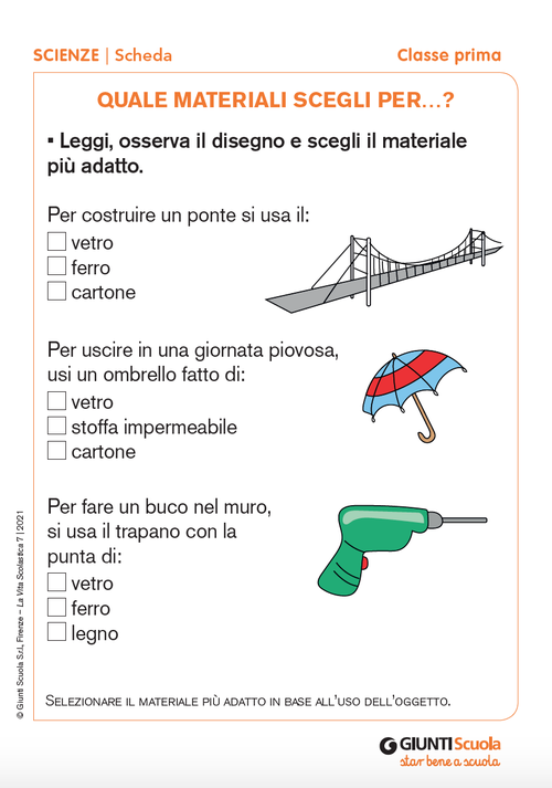 Quale materiale scegli per...? | Giunti Scuola Quale materiale scegli per...? | Giunti Scuola
