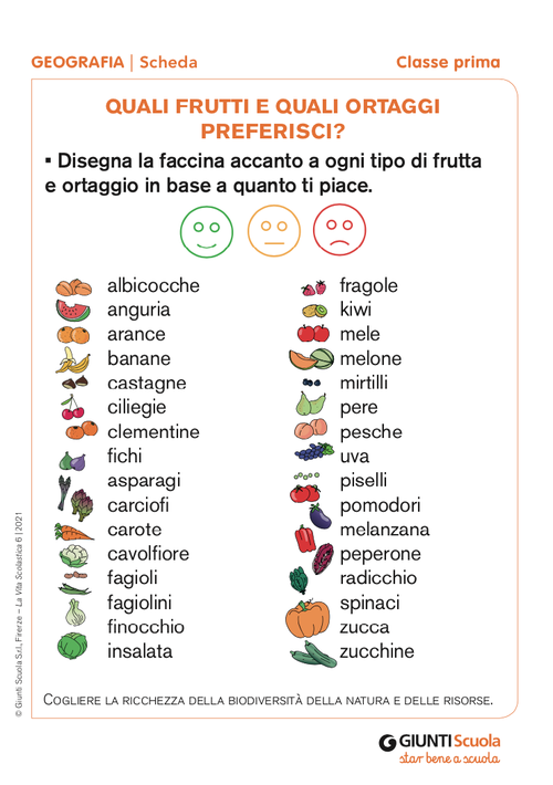 Quali frutti e quali ortaggi preferisci? | Giunti Scuola Quali frutti e quali ortaggi preferisci? | Giunti Scuola