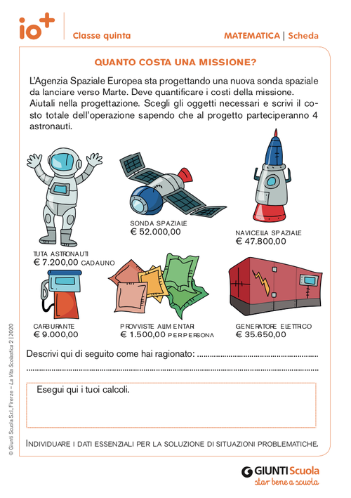 Quanto costa una missione? | Giunti Scuola Quanto costa una missione? | Giunti Scuola
