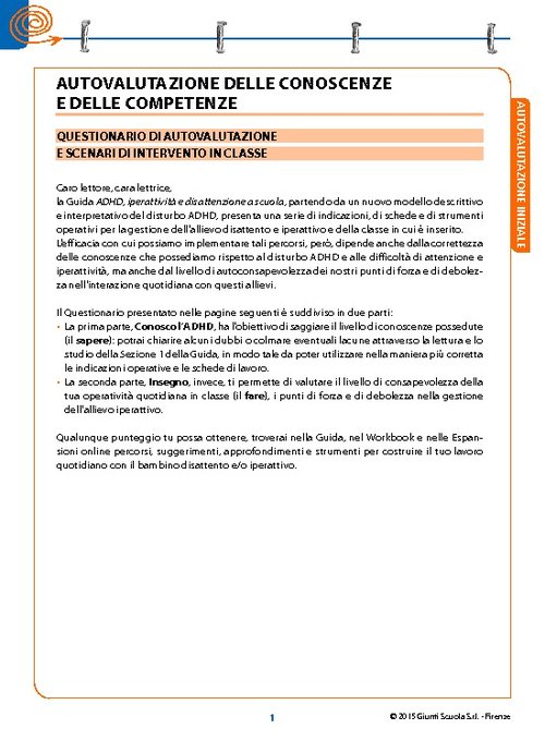 Questionario di autovalutazione e scenari di intervento in classe | Giunti Scuola Questionario di autovalutazione e scenari di intervento in classe | Giunti Scuola