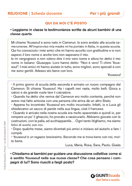 Qui da noi c'è posto | Giunti Scuola Qui da noi c'è posto | Giunti Scuola