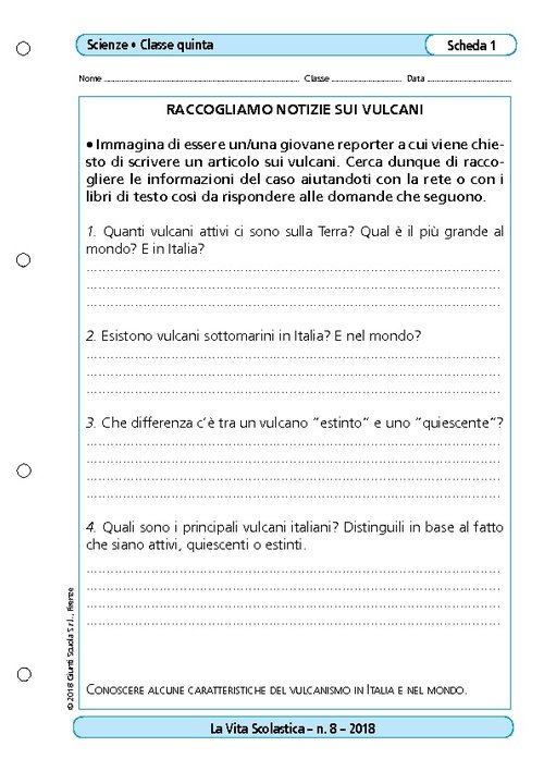 Raccogliamo notizie sui vulcani | Giunti Scuola Raccogliamo notizie sui vulcani | Giunti Scuola