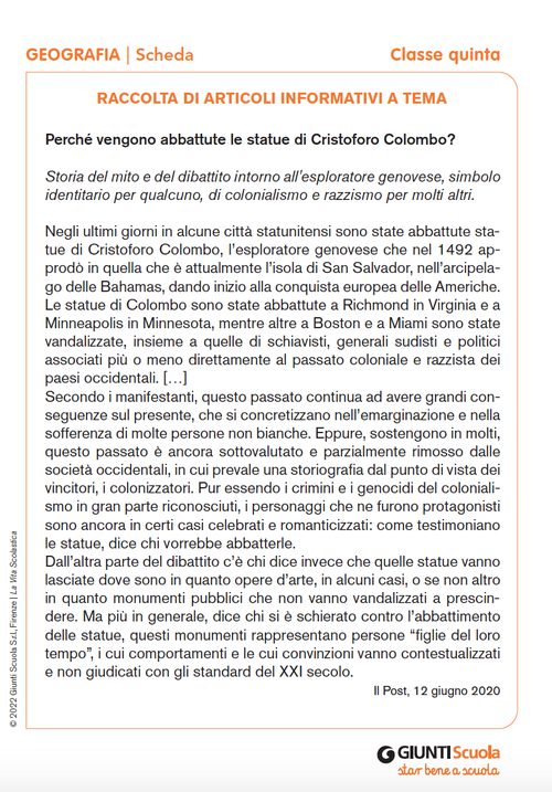 Raccolta di articoli informativi a tema | Giunti Scuola Raccolta di articoli informativi a tema | Giunti Scuola