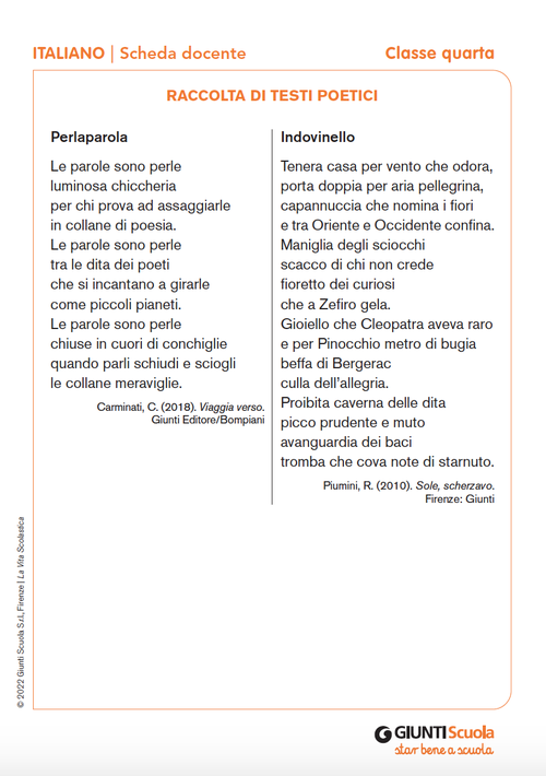 Raccolta di testi poetici | Giunti Scuola Raccolta di testi poetici | Giunti Scuola