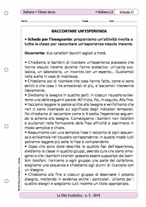Raccontare un'esperienza | Giunti Scuola Raccontare un'esperienza | Giunti Scuola