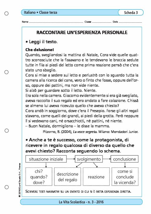 Raccontare un'esperienza personale | Giunti Scuola Raccontare un'esperienza personale | Giunti Scuola