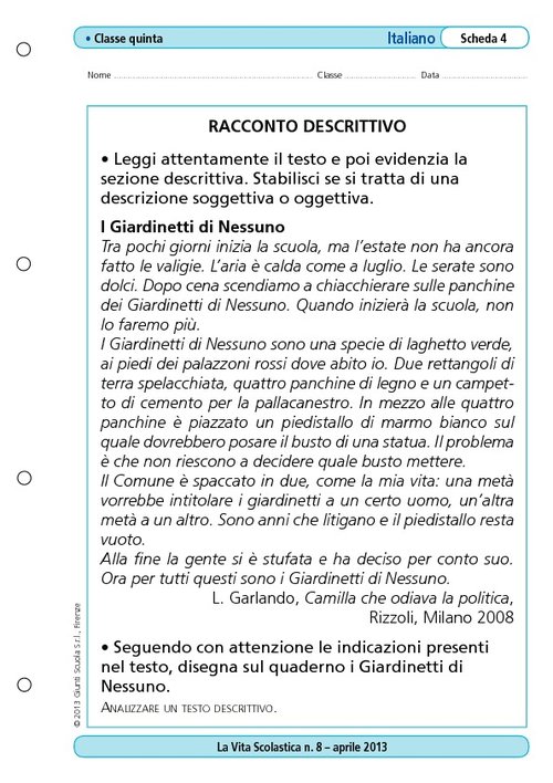 Racconto descrittivo | Giunti Scuola Racconto descrittivo | Giunti Scuola