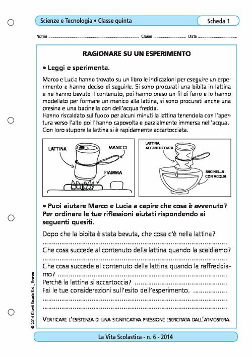 Ragionare su un esperimento | Giunti Scuola Ragionare su un esperimento | Giunti Scuola
