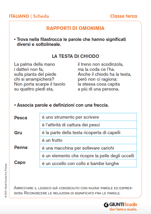 Rapporti di omonimia | Giunti Scuola Rapporti di omonimia | Giunti Scuola