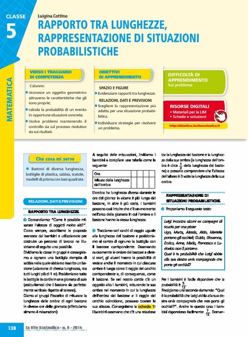 Rapporto tra lunghezze, rappresentazione di situazioni probabilistiche | Giunti Scuola Rapporto tra lunghezze, rappresentazione di situazioni probabilistiche | Giunti Scuola