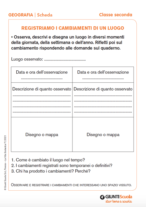 Registriamo i cambiamenti di un luogo | Giunti Scuola Registriamo i cambiamenti di un luogo | Giunti Scuola