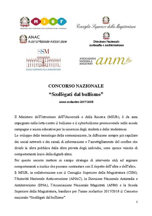 Regolamento concorso nazionale "scollegati dal bullismo" | Giunti Scuola