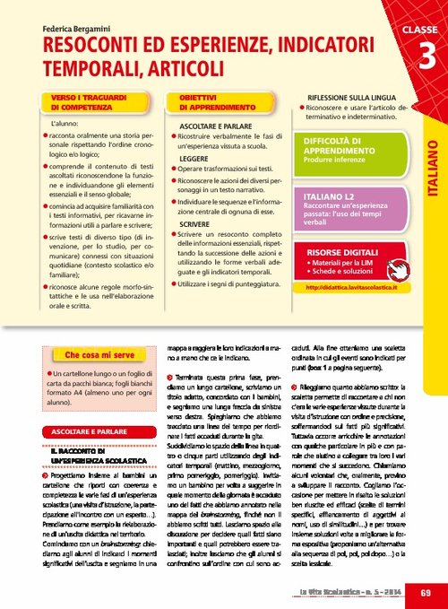 Resoconti ed esperienze, indicatori temporali, articoli | Giunti Scuola Resoconti ed esperienze, indicatori temporali, articoli | Giunti Scuola