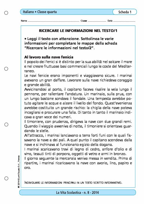 Ricercare le informazioni nel testo/1 | Giunti Scuola Ricercare le informazioni nel testo/1 | Giunti Scuola