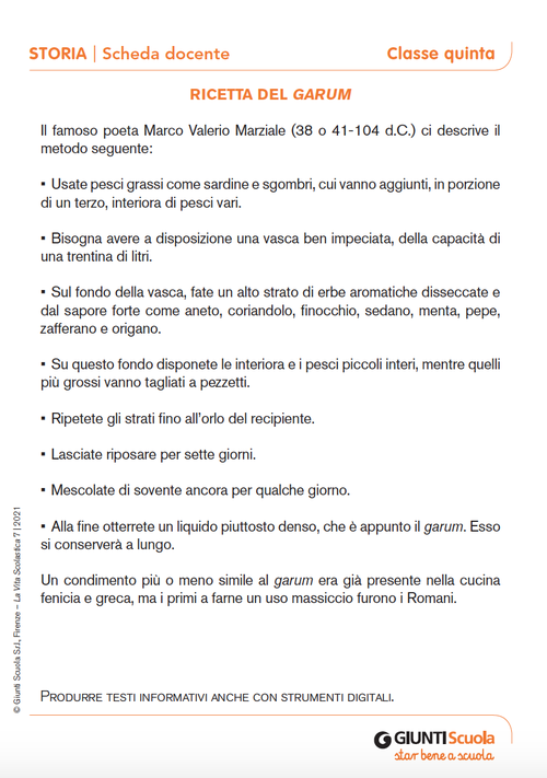 Ricetta del Garum/1 | Giunti Scuola Ricetta del Garum/1 | Giunti Scuola