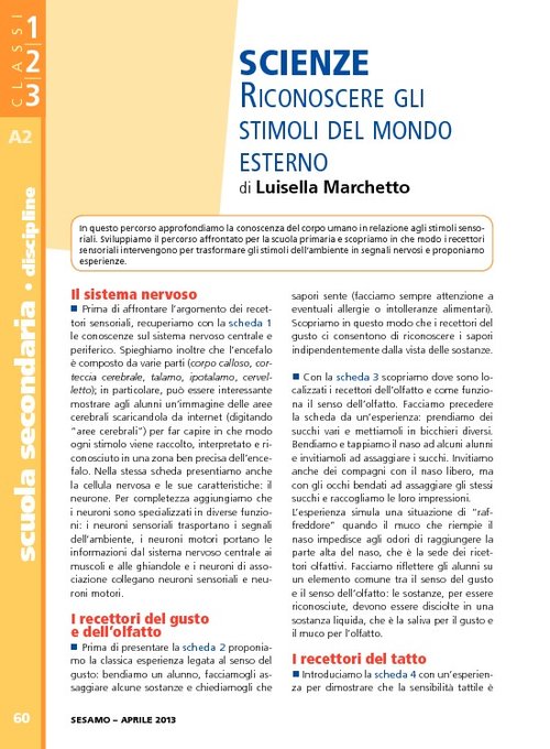 Riconoscere gli stimoli del mondo esterno | Giunti Scuola Riconoscere gli stimoli del mondo esterno | Giunti Scuola