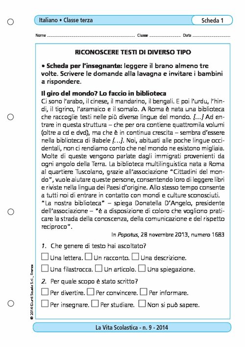 Riconoscere testi di diversi tipo | Giunti Scuola