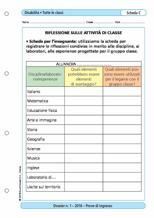 Riflessione sulle attività di classe | Giunti Scuola Riflessione sulle attività di classe | Giunti Scuola